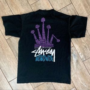 Vintage 90s Stussy Worldwide crown graphic tee